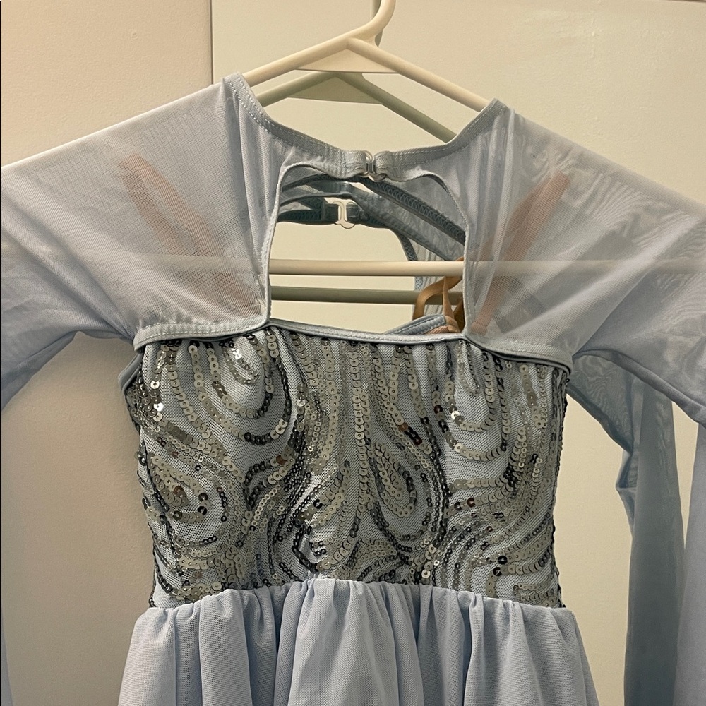 Kids Blue Long Sleeve Dance Costume - Picture 5 of 7